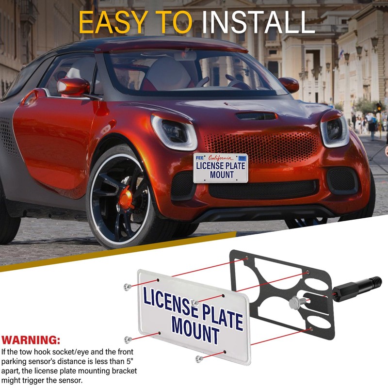 No Drill License Plate Holder Compatible with Mini Convertible (F57)