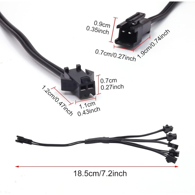 jose2015 2PCS EL Wire Splitter 7 Way,7 Female to 1