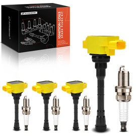A-Premium (Yellow) Set of 8 Ignition Coil Pack and Iridium Spark Plugs Compatible with Nissan Altima 2019-2021, Rogue 2021, 2.5L