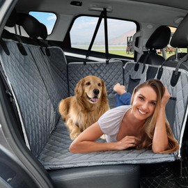 ANOSOSPECIAL Back Seat Extender for Dog,Waterproof Hard Bottom Dog Car Seat Cover for Back Seat Protector,Foldable Camping Pet Hammock Bed,Easy Clean Travelling Accessories Car SUV Truck (Gray)