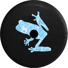 American Unlimited JL Spare Tire Cover Tree Frog Water Reflection JL Spare Tire Cover with Backup Camera Hole BUC (Fits: Jeep JL Accessories) Black 33 Inch