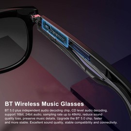 Smart Glasses, Bluetooth Audio Sunglasses, Hands-Free Calls, Music, Wireless Bluetooth Sunglasses with Open-Ear Headphones for Cycling, Running, Shopping (Silver Frame)