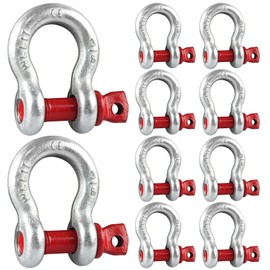 ZORUNNA 10 Pcs 3/8'' D Ring Anchor Shackles for Towing, Galvanized Screw Pin Clevis Shackle WLL 1 Ton (2204 lbs) Perfect for Jeeps/ATV's/Trucks/Trailers/Outdoor Adventure Camping