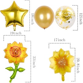DIADARL Sunflower Birthday Balloons Aluminum Foil Sunflower Shaped Mylar Balloons Sunflower Birthday Party Decorations, Sunflower Decorations for Baby Shower Wedding Birthday Party Supplies