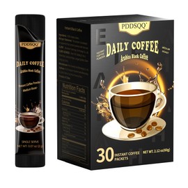 Instant Coffee Packets 30 Count, Medium Roast Arabica Black Coffee Single Serve Sticks Sugar Free, 100% Arabica Beans (2oz / 60g), Hot or Iced Coffee Instant Powder Packs