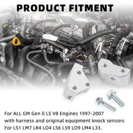 muge racing Knock Sensor and Hardnesses Relocation Bracket Kit Fits for GM LS Gen III Engines LS1 LM7 LR4 LQ4 LS6 L59 LQ9 LM4, Replace# 551216-KN30, Aluminum