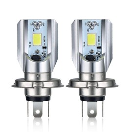 TOTMOX Pair of 12-80V 6W H4 Motorcycle Headlight Bulbs, 6500K Super Bright Low Beam Head Lights Bulbs Replacement, White Lighting