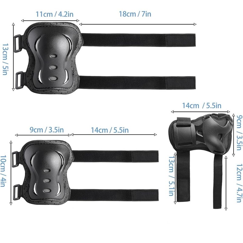 6 Pcs Knee and Elbow Pads 6 in 1 Adjustable