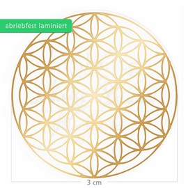 atalantes spirit Flower of Life Stickers 3 cm, Pack of 50 with Protective Varnish, Colour Gold, 1 Outer Circle, One Circle, Transparent Film