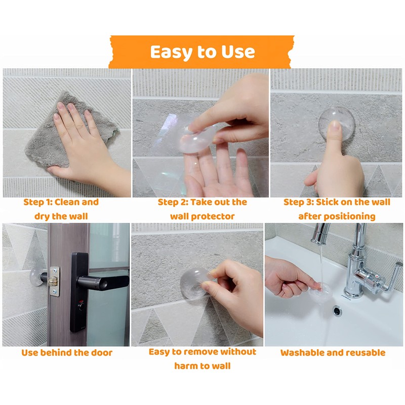 Strongest Door Stopper(6 PCS, 1.97“), Yunshan Clear Rubber Door Stops