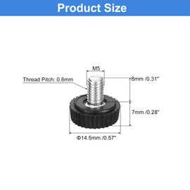 uxcell 25Pcs M5-0.8x8mm Threaded Knurled Thumb Screws, Zinc Plated Carbon Steel Clamping Knobs Grip Plastic Round Head Thumbscrews for Quick Remove Screws Clamping Screws, Black