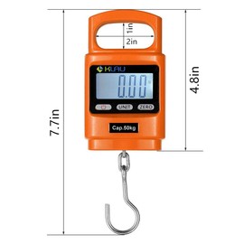 Klau Fish Weighing Scales, Portable 100 lb / 1600 oz Heavy Duty Digital Hanging Scale LCD Display with Backlight Orange for Home Farm Hunting Outdoor