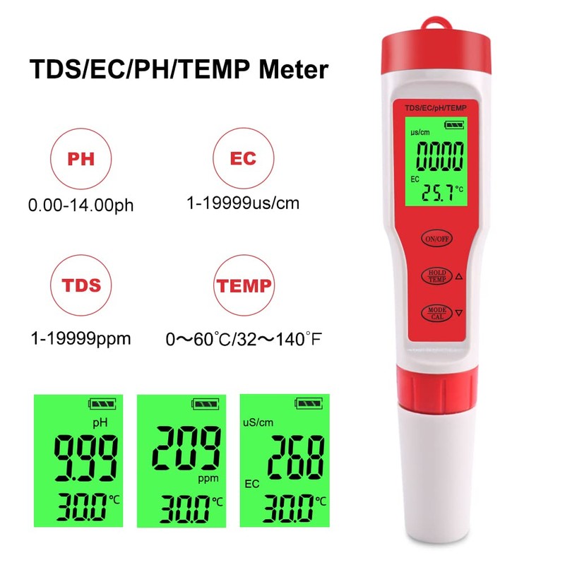 4 in 1 PH Meter Gomass 0.01 High Accuracy ph
