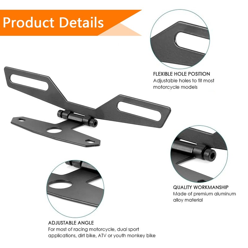 One Piece Useful Motorcycle Folding License Plate Adjustable Rear Light