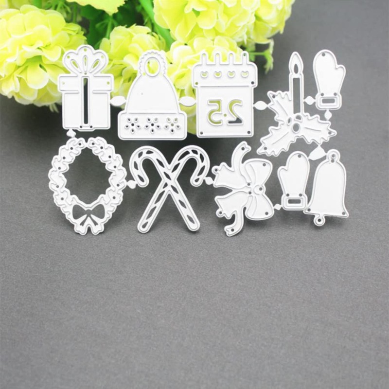 SEIWEI Christmas Embossing Folders Stencil Christmas Cutting Dies Snowflake Deer