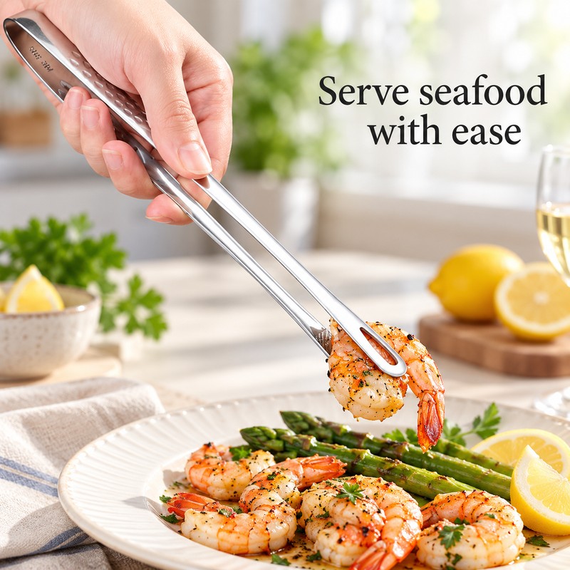 Long Stainless Steel Kitchen Tongs Non-Slip Heat Resistant BBQ Grill