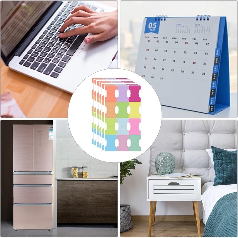 6 Sheets Book Tabs, Sticky Tabs Page Markers, Colorful Index