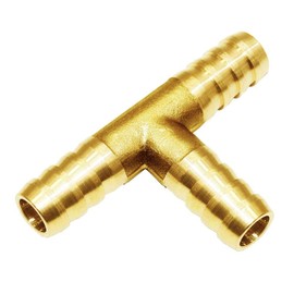Da by 2 pcs 3/8"(10mm) Brass Tee Barb Fittings for 3/8" ID Hose,6 pcs Stainless Steel Pipe Clamps,3 Way Union Intersection for Water/Fuel/Air(T)