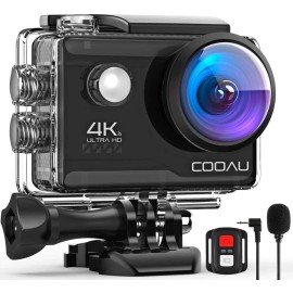 COOAU 4K 30FPS 20MP 1080P WiFi Action Camera External Microphone Remote Control