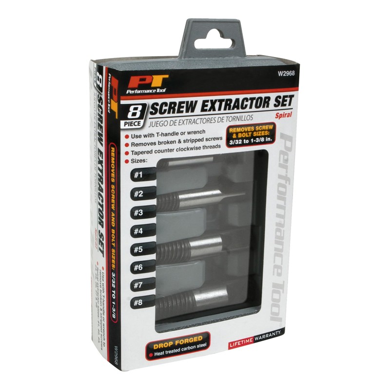 PERFORMANCE TOOL W2968 Wilmar 8 pc. Screw Extractor Set