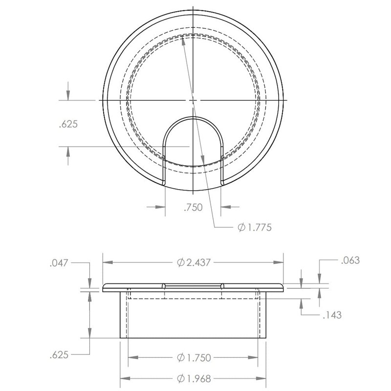 MyCableMart 2IN Cut-Hole Size White Round Wire Management Grommet with