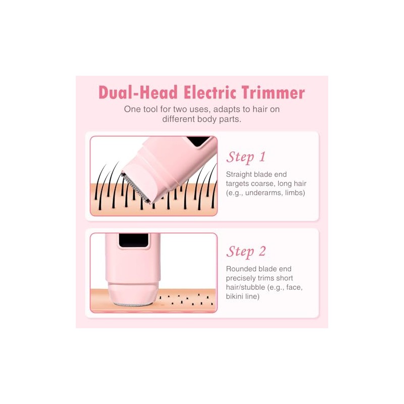 Bikini Trimmer Women, Dual Head Electric Razor for Women, IPX6