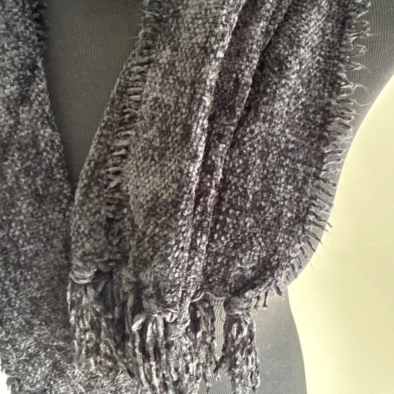 Style&co. STYLE & CO Women's Soft Black Fringe-Trim Scarf