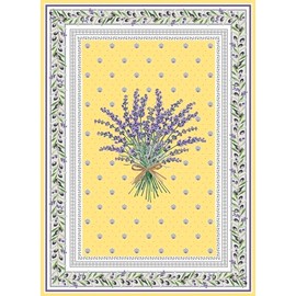 Tissus Toselli, Lavender Yellow, Provence Collection Kitchen, French Farmhouse, Lavender and Olive Twigs, Tea Towel, 100% Cotton,, 2546087517