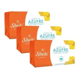 3 Piezas Jabón De Azufre Shelo Nabel 100 Gramos Piel Grasa                                                                                            