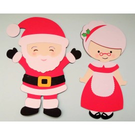 Christmas Santa and Mrs.Claus Winter Die Cut Paper Doll Scrapbook Embellishment