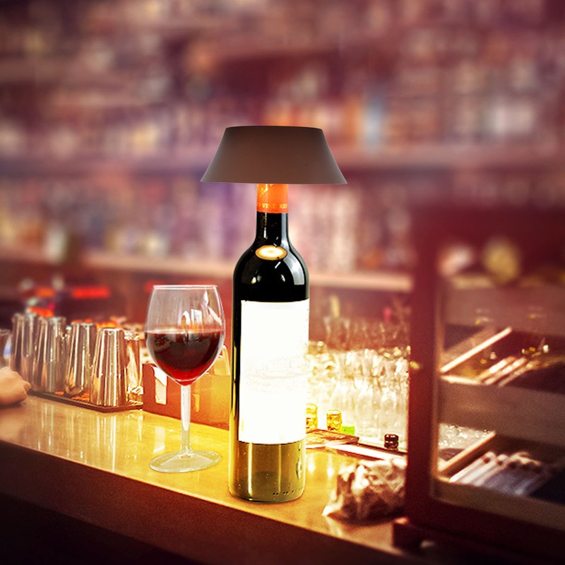 LED Wine Bottle Lamp Innovative Cordless Table Light with USB