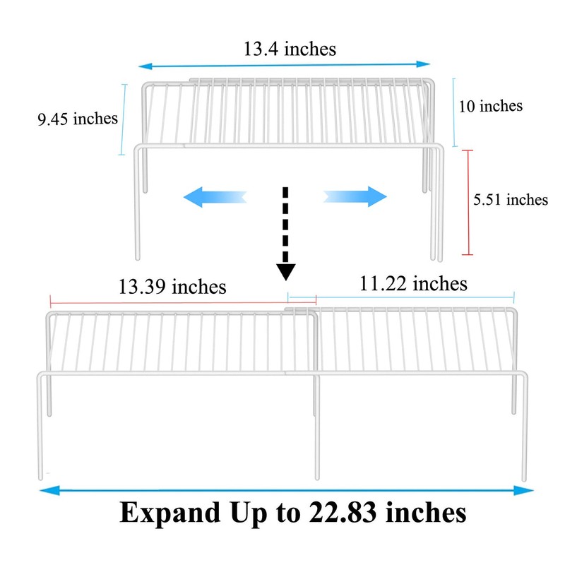 GEDLIRE Expandable Kitchen Cabinet Shelf Organizers, Heavy Duty Adjustable Counter