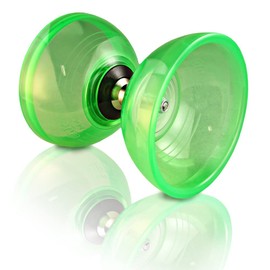 Juggle Dream Quartz Triple Bearing Clutch Diabolo Set with Aluminium 'Metal' Sticks, Diabolo String and Cascade Carry Bag (Green with Silver Handsticks)