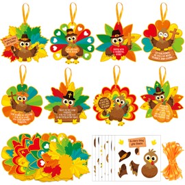 Blosssound 32 Sets Thanksgiving Turkey Craft Kits Fall Religious Crafts Sticker DIY Turkey Ornament Make Your Own Bible Craft Projects for Sunday School Classroom Thanksgiving Party Decor (Turkey)