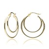 Hoops & Loops Yellow Gold Flash Sterling Silver Double Circle