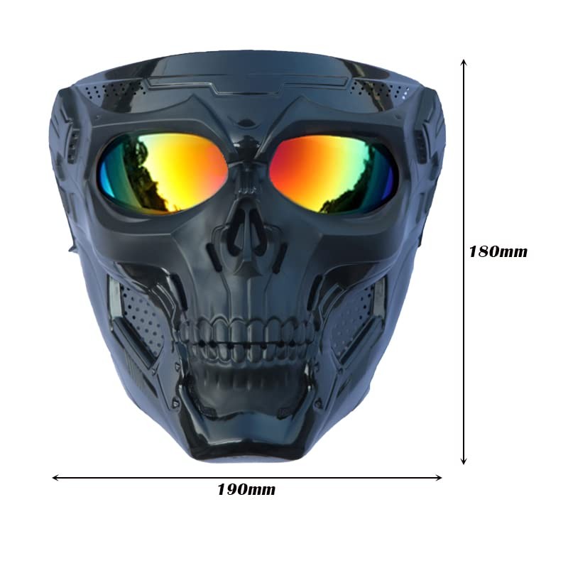 Wokyo Skull Riding Goggles Glasses, Detachable Adjustable Motorcycle Goggle Face