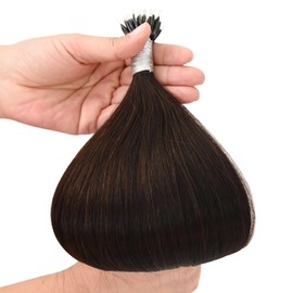 Nanoring Extensions Real Hair Nano Extensions Real Hair Nano Ring 50 g Hair Extensions Nano Tip Hair Extensions (35 cm #2 Dark Brown)