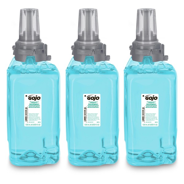 Gojo Botanical Foam Handwash, EcoLogo Certified, 1250 mL Hand Soap Refill ADX-12 Push-Style Dispenser (Pack of 3) - 8816-03