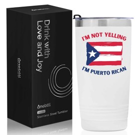 Onebttl Funny Puerto Rico Flag Gifts & Souvenirs, 20oz Stainless Steel Insulated Travel Mug, Perfect for Puerto Rican Men & Women Featuring the Country Flag on Birthday & Christmas - I'm Not Yelling