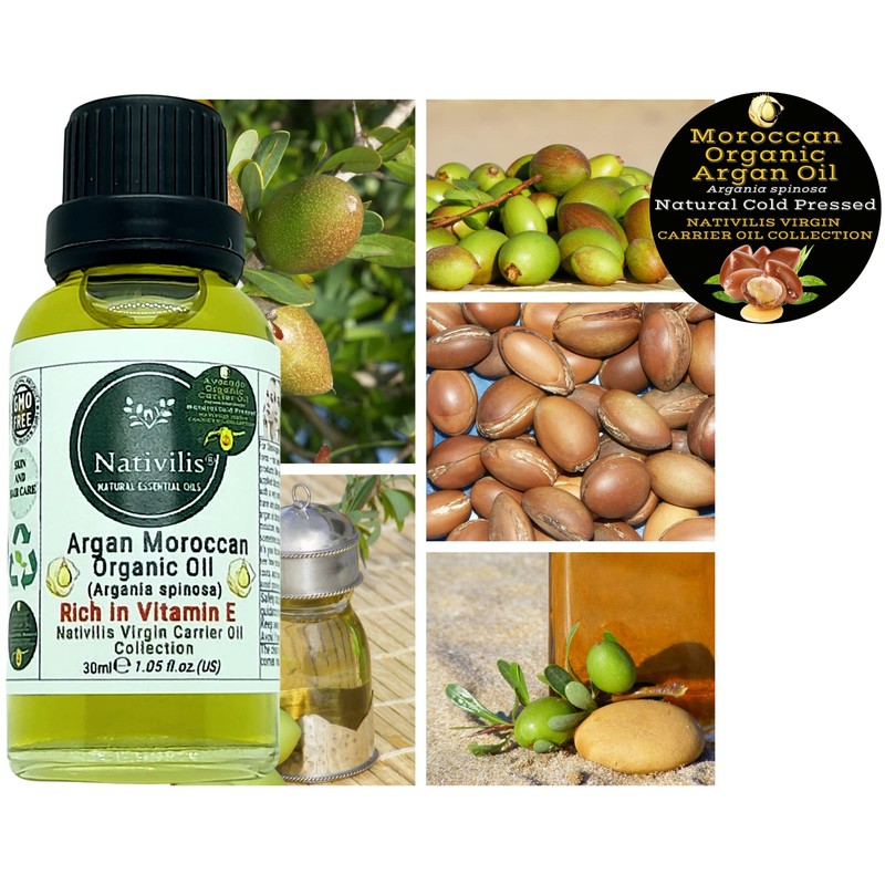 Nativilis Organic Argan Oil Moroccan (Argania spinosa) Hair, Face &