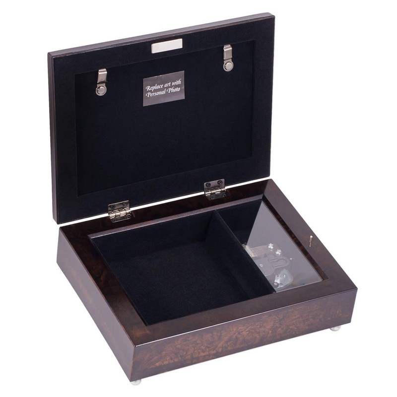 50th Anniversary Celebrate Burlwood Rope Trim Jewelry Music Box Plays