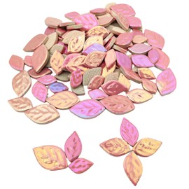 500g Random Iridescent Leaves Ceramics Mosaic Tiles,Making Creative 3 Size Ceramic Mosaic Pieces for DIY Craft,Flowerpots, Vases, Cups, Garden Decor Mosaic Making Supplies (Pink)