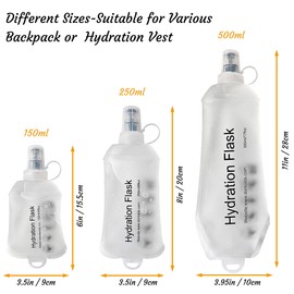 J.CARP 2Pcs 150ml Soft Flask Running Water Bottles, TPU Foldable Running Hydration Flask for Hydration Pack Cycling Hiking Climbing Outdoors Motorbike White