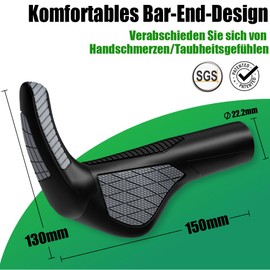 RBRL Bicycle Grips, 1 Pair, Ergonomic Handlebar Grips, Particularly Gentle on Joints, Non-Slip Rubber Bicycle Grips, Comfortable Shockproof Hand Grips for Bicycle/Mountain Bike/Road Bike (Grey)