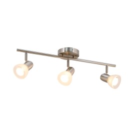 Adjustable 3 Head Dimmable Gu10 50W Brushed Nickel Led Ceiling Lights Shop Interior Track Light Fixture Track Lighting CeilingColor: Brushed Nickel, Lamp Power(W): 150, Emitting Color: Warm white