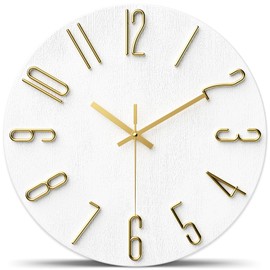 lanktoo Wall Clock,Battery Operated,Modern Minimalist Design for Living Room, Office, Kitchen, Bedroom, and Bathroom - Silent Non-Ticking, Stylish, and Perfect for Any Room - White, 12 Inch