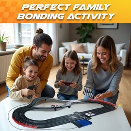 Slot Car Race Track Sets, Race Car with 4 High Speed Cars, Race Tracks for Kids Ages 4-8, Electric Slot Car Race Track Sets, Remote Control Car, Gifts Toys for Boys - 115' Raceway