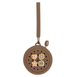 Elecbae Coin Purse with Charms, Zip Silicone Round Carrying Pouch (Brown)