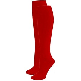 COSHAL® 1 Girls' Knee High Socks Girls Cotton Rich Back to School Socks Uniform Party Wear Comfort Fit Long Socks Stocking Girl Knee High Kids School Socks Size 6-8 Red KH