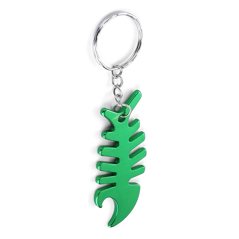 Komonee Fish Bone Green Bottle Opener Key Chain Metal Dead